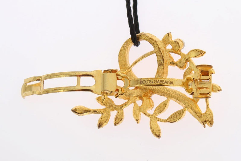 Gold Brass Leaf Crystal Hair Clip