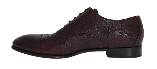 Bordeaux Frog Skin Leather Derby Shoes
