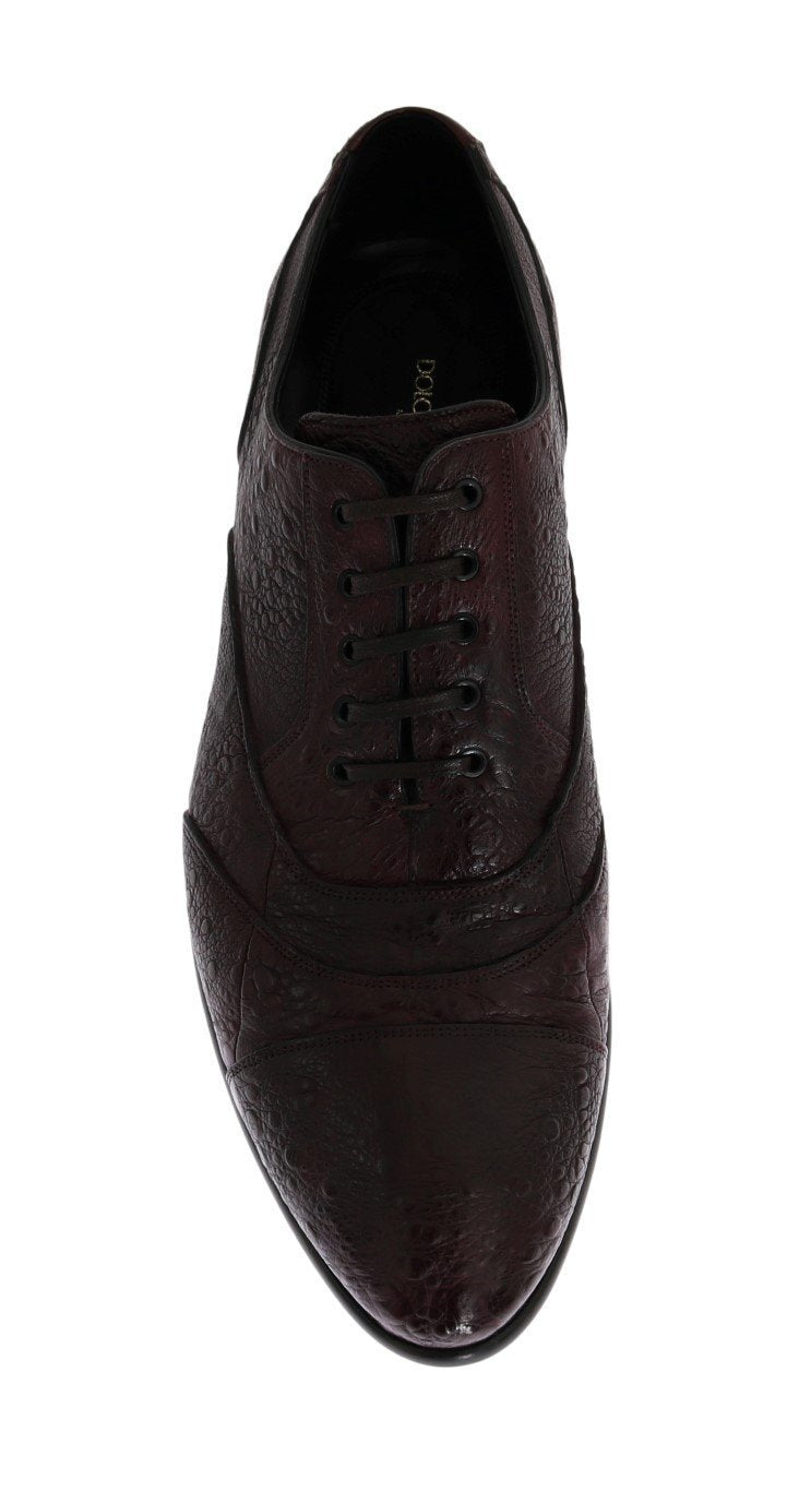 Bordeaux Frog Skin Leather Derby Shoes