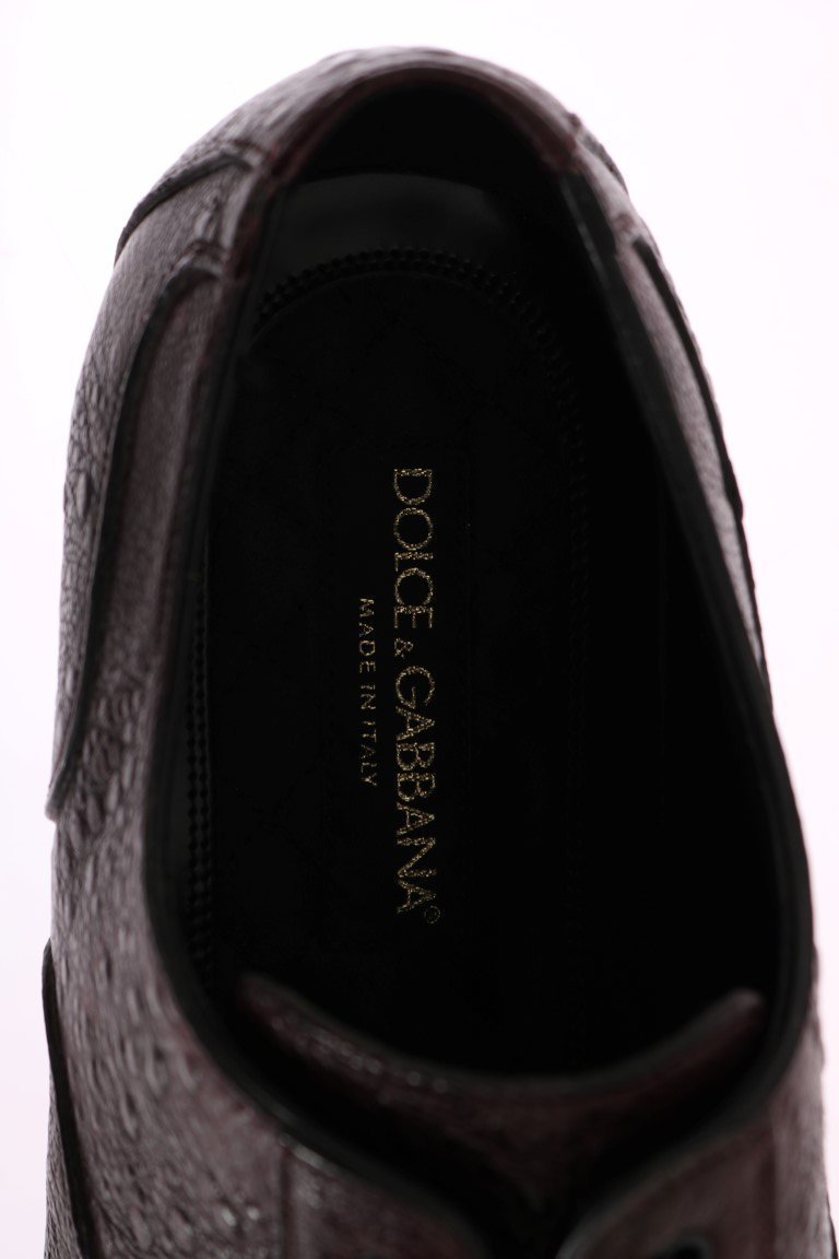 Bordeaux Frog Skin Leather Derby Shoes