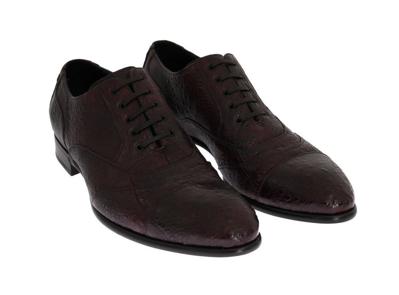 Bordeaux Frog Skin Leather Derby Shoes
