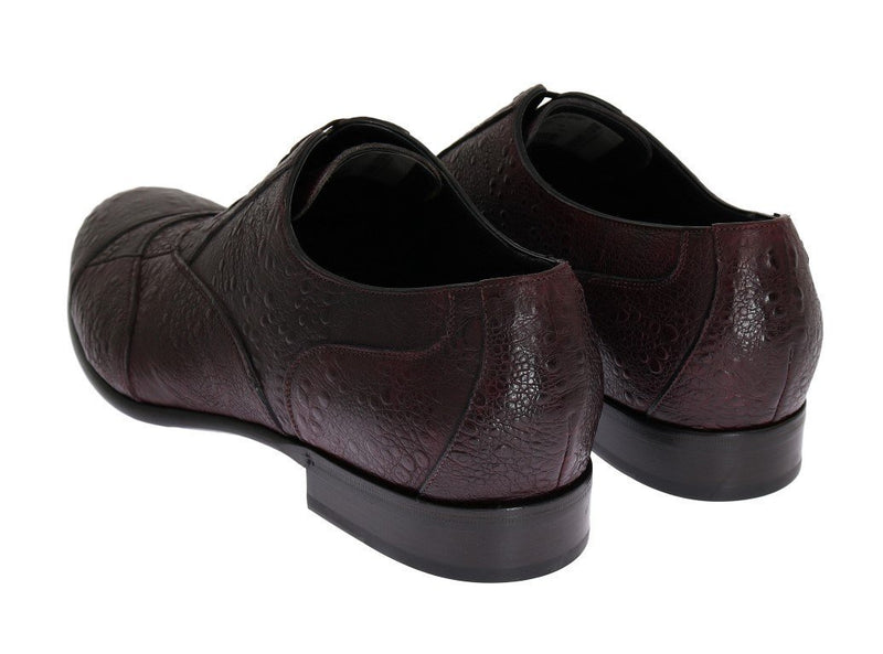 Bordeaux Frog Skin Leather Derby Shoes