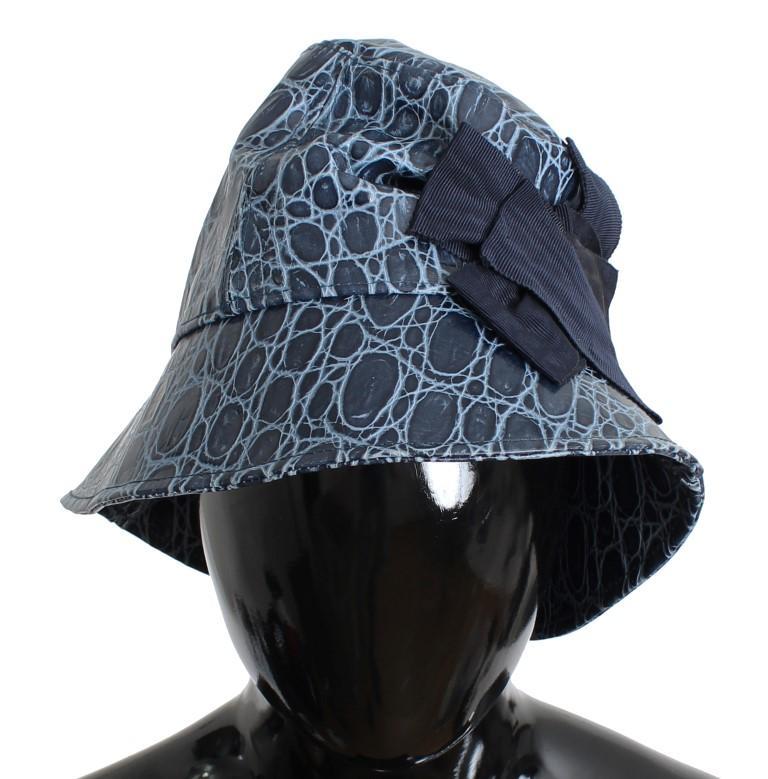 Blue Calfskin Leather Cloche Hat