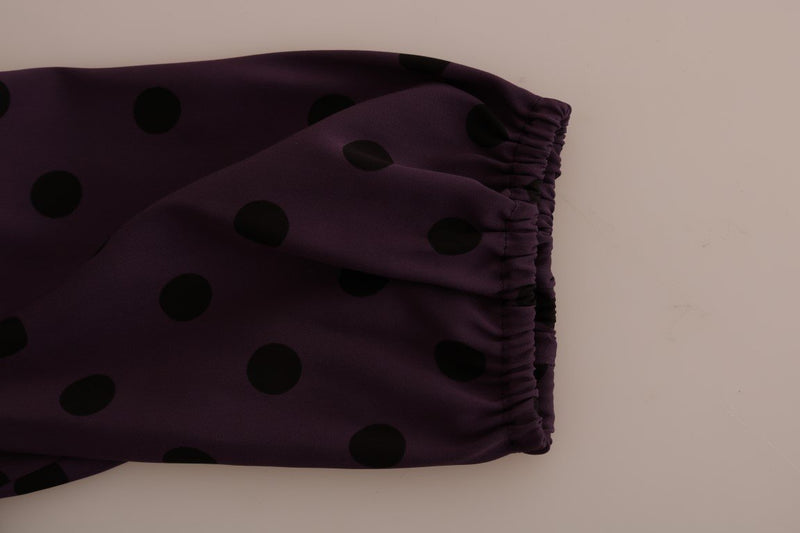 Purple Polka Dotted Silk Blouse
