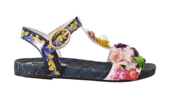 Majolica Floral Crystal Flat Sandals