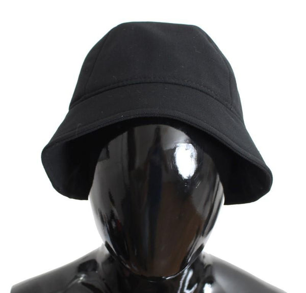 Black Wool Logo Womens Bucket Hat