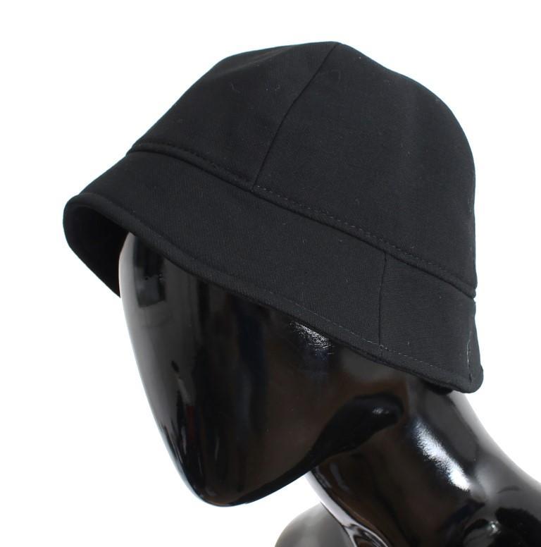 Black Wool Logo Womens Bucket Hat