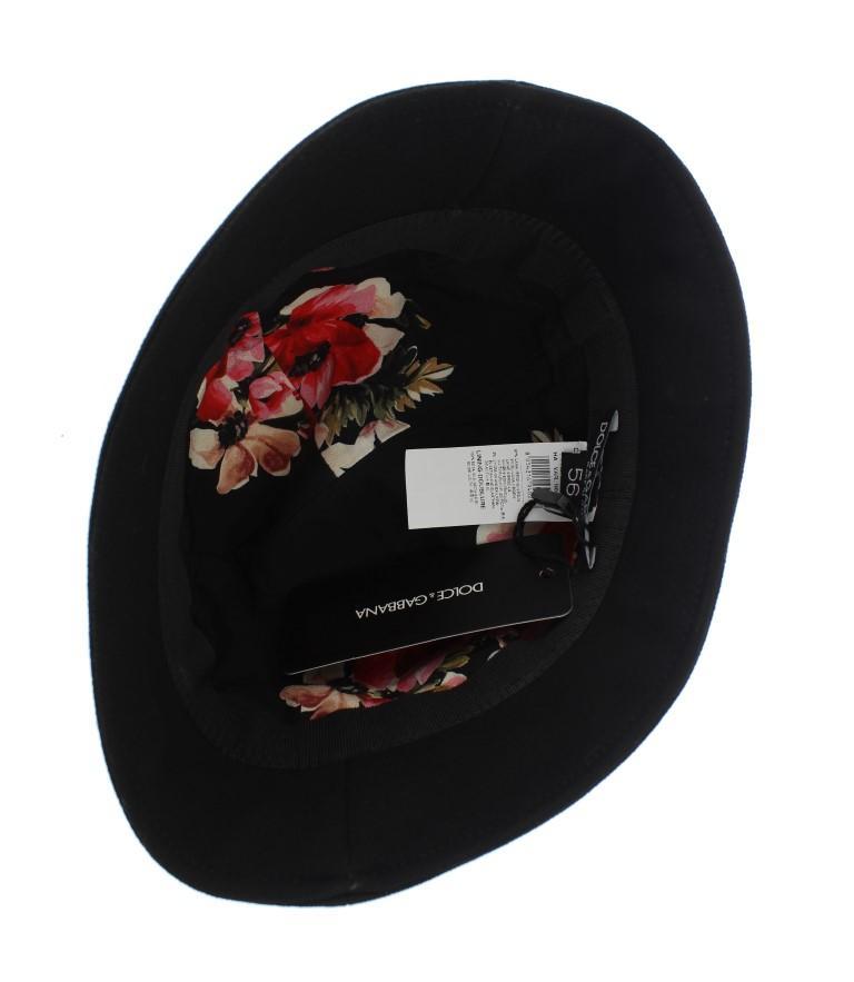 Black Wool Logo Womens Bucket Hat