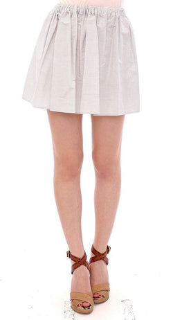 White Cotton Checkered Stretch Skirt