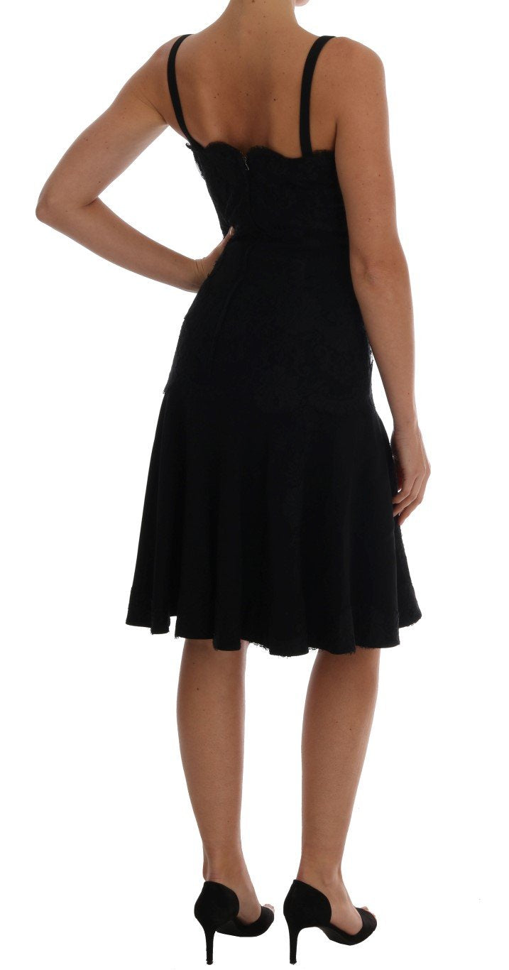 Black Floral Lace Shift A-line Dress