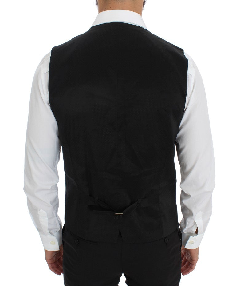 Black Wool Blend Formal Vest