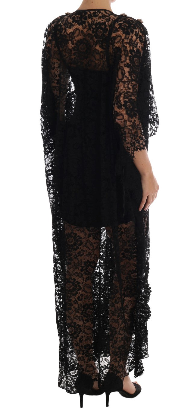 Black Floral Lace Crystal Dress
