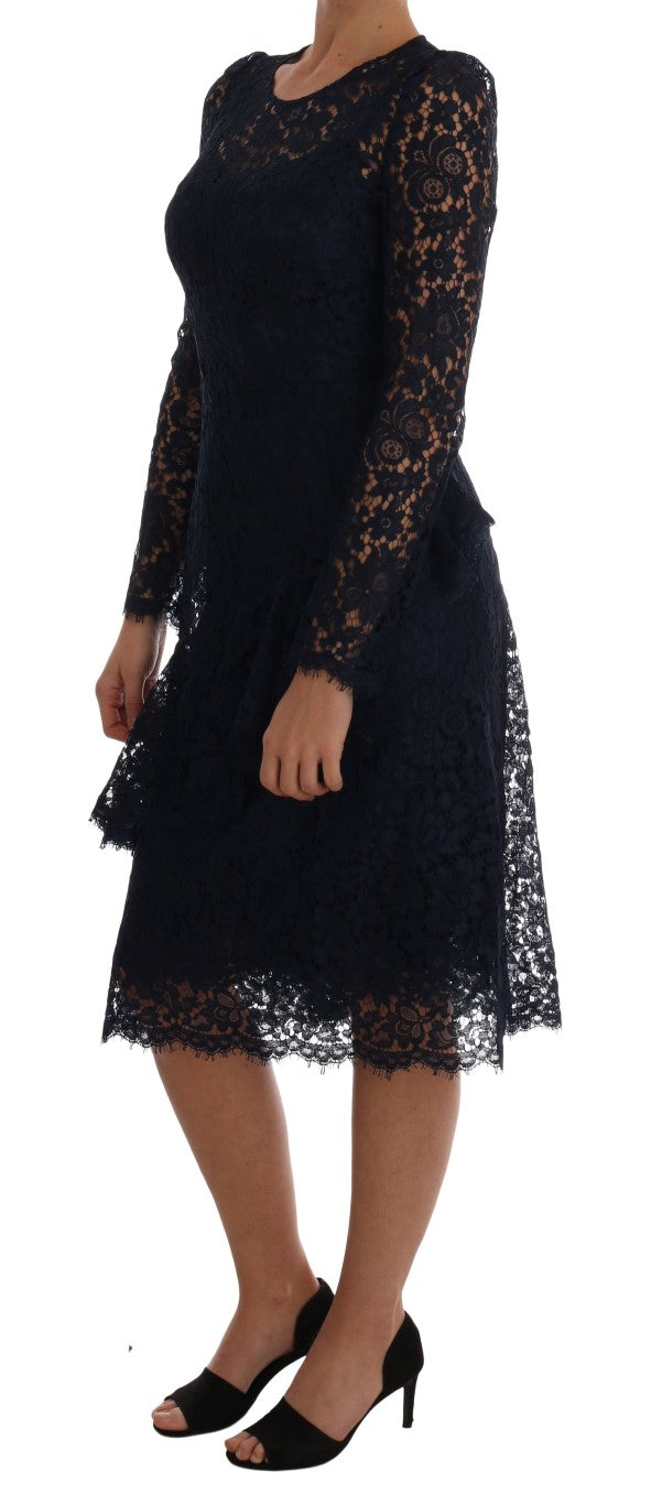 Blue Taormina Floral Lace Sheath Dress