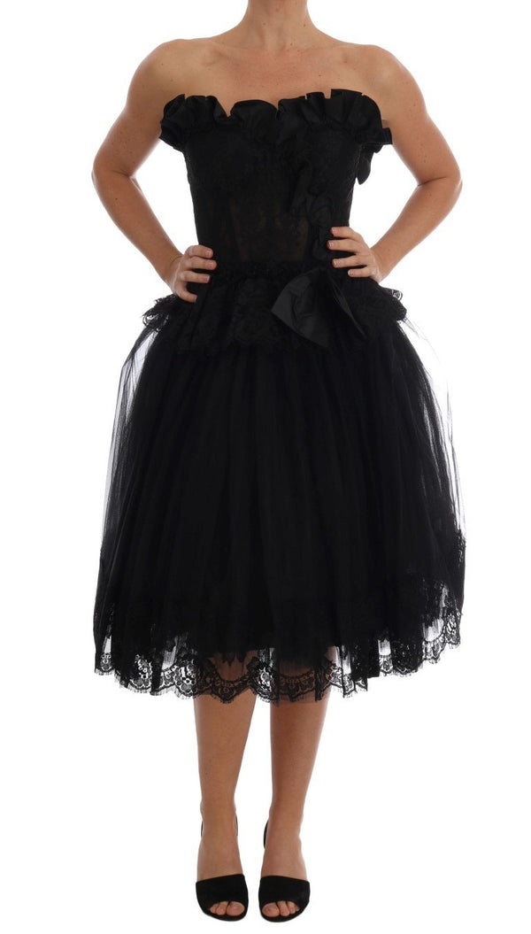 Black A-Line Sheath Taormina Lace Dress