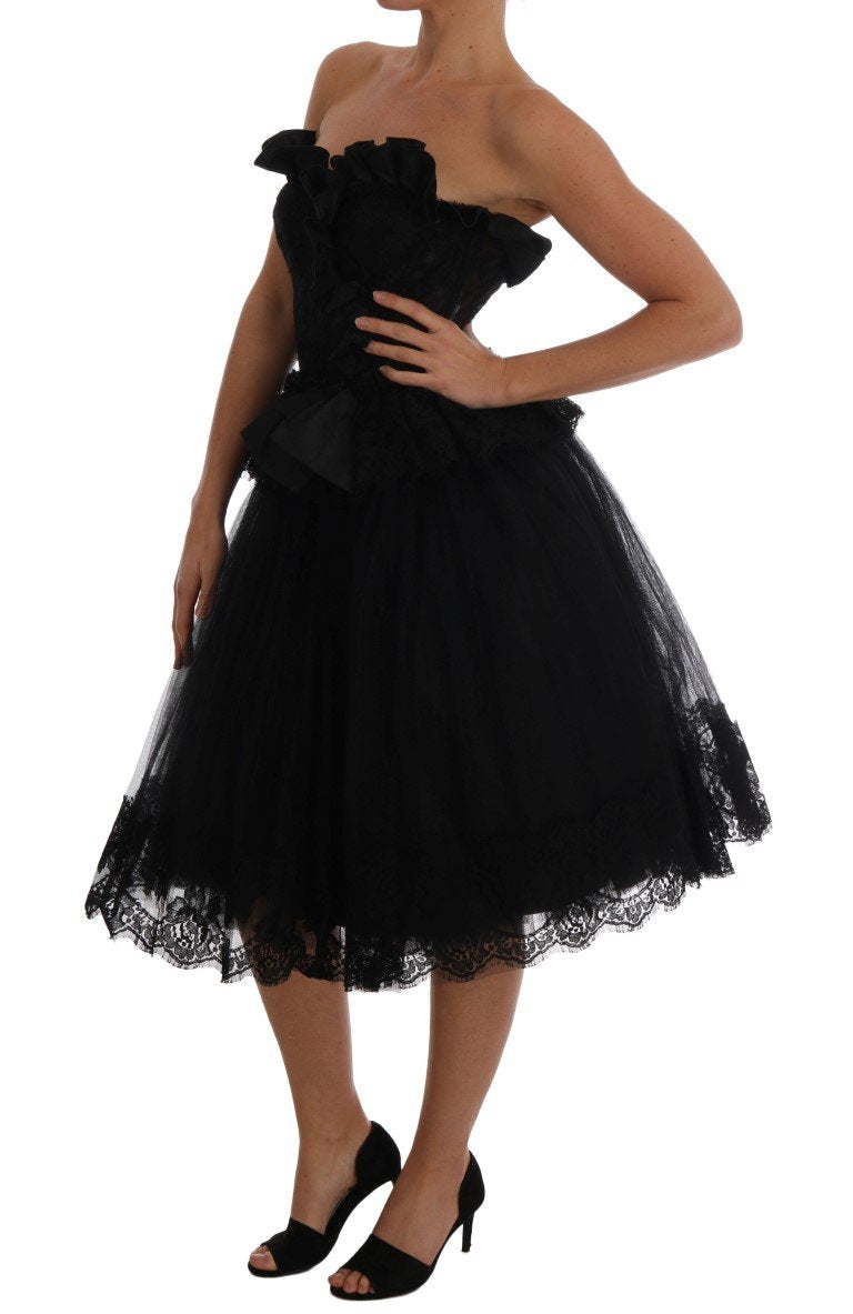 Black A-Line Sheath Taormina Lace Dress