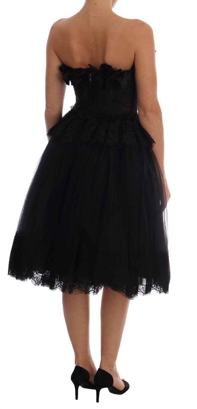 Black A-Line Sheath Taormina Lace Dress