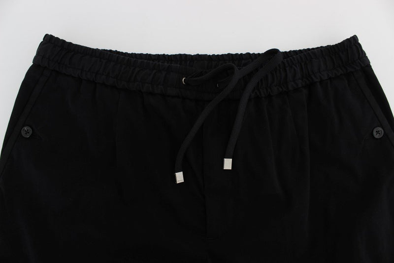 Black Cotton Stretch Casual Slim Fit Pants