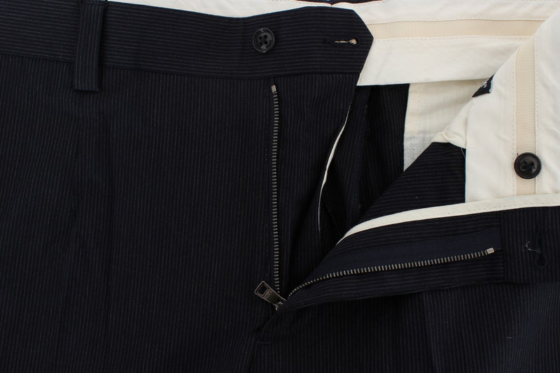 Gray Striped Regular Fit Cotton Pants