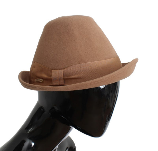 Brown Rabbit Fur Felt Trilby Brim Hat