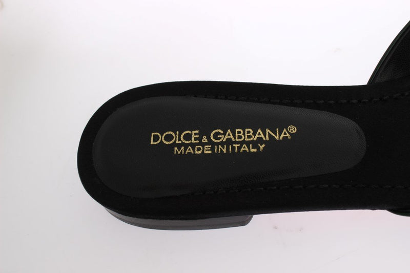 Green Leather Slides Sandals