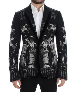 Black wool knight slim blazer