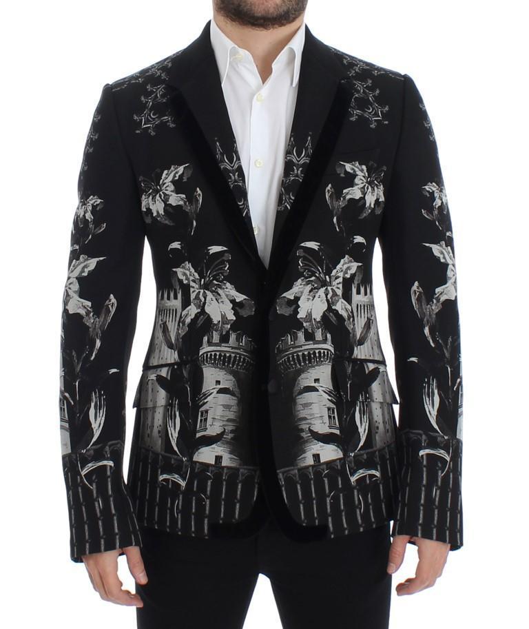 Black wool knight slim blazer