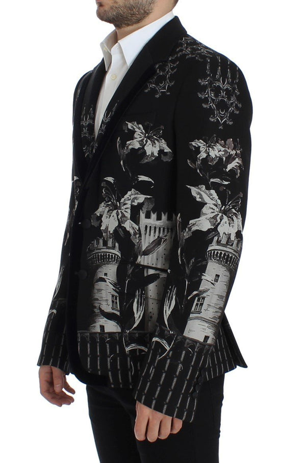 Black wool knight slim blazer