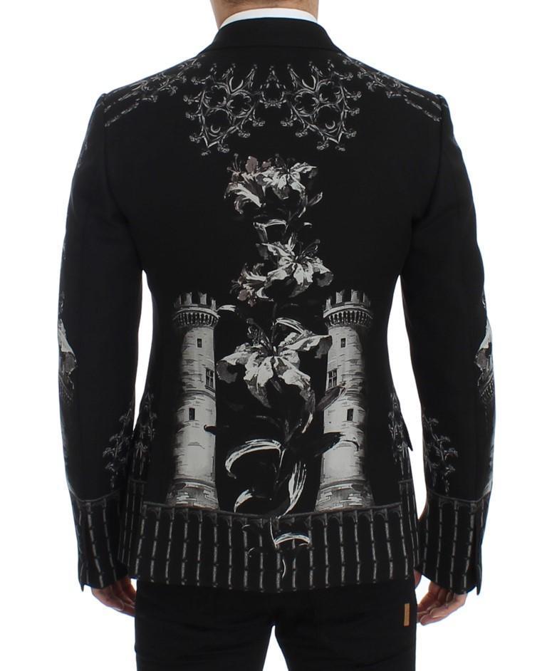 Black wool knight slim blazer