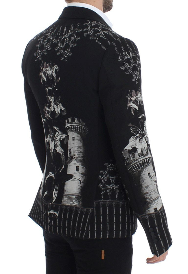 Black wool knight slim blazer