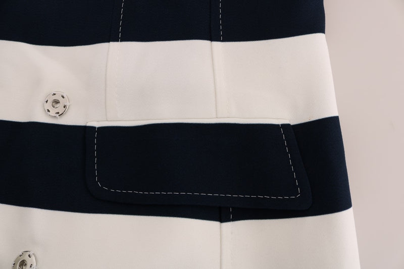 Blue White Striped Stretch Coat