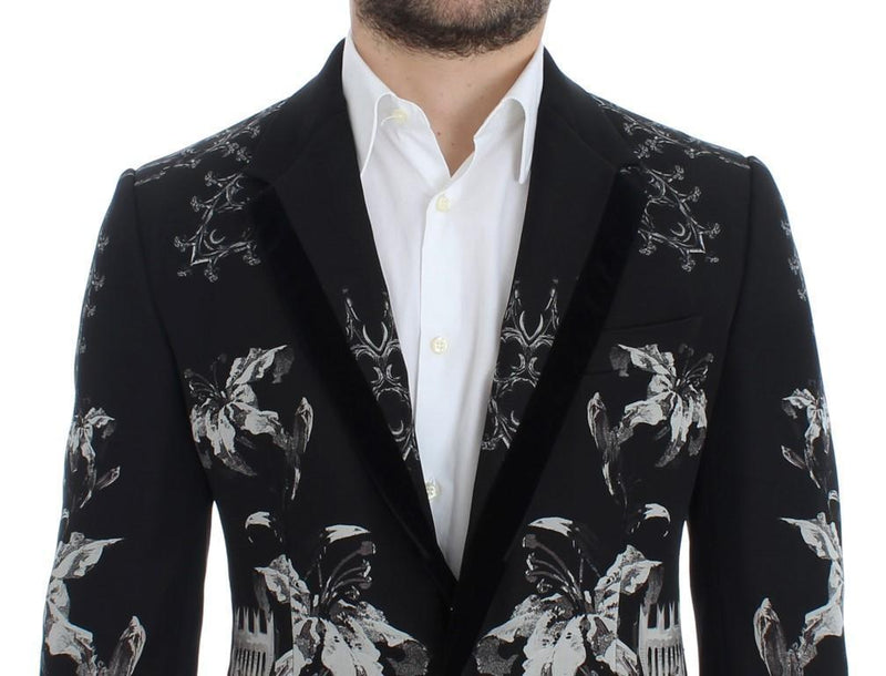 Black wool knight slim blazer