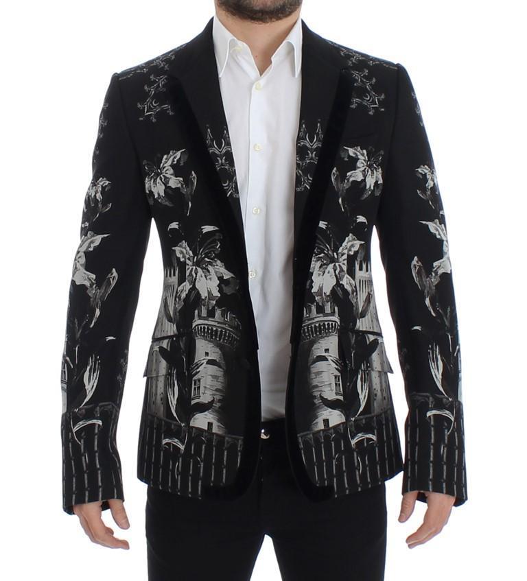 Black wool knight slim blazer