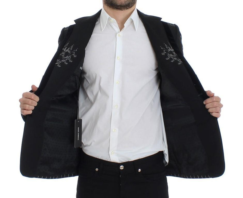 Black wool knight slim blazer