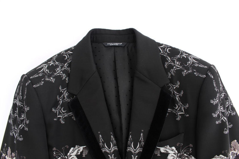Black wool knight slim blazer
