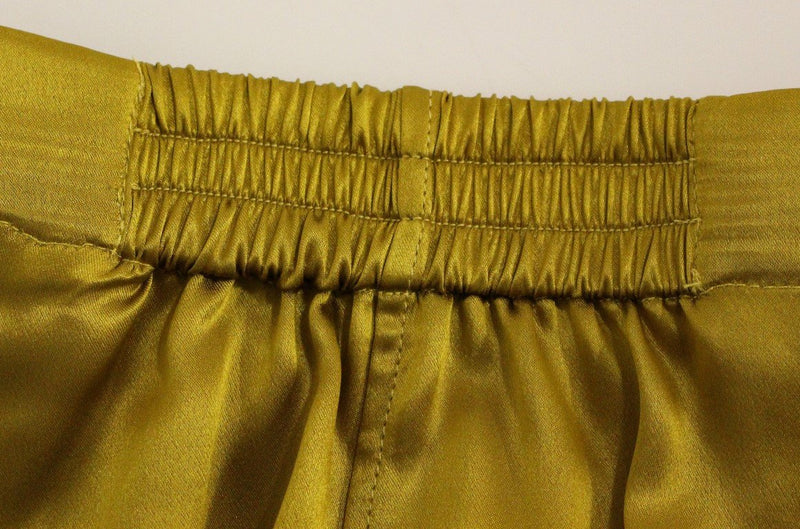 Gold Silk High Waist Stretch Shorts