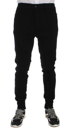Black Wool Slim Fit Casual Pants