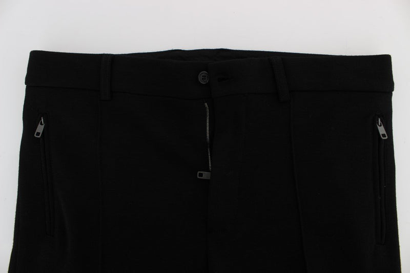 Black Wool Slim Fit Casual Pants