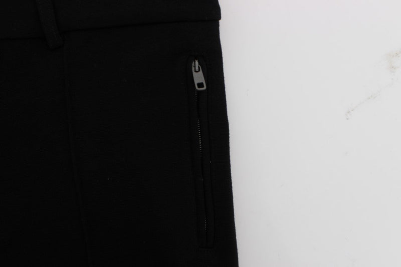 Black Wool Slim Fit Casual Pants