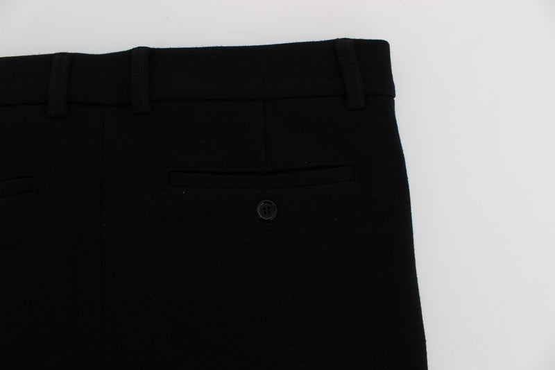 Black Wool Slim Fit Casual Pants
