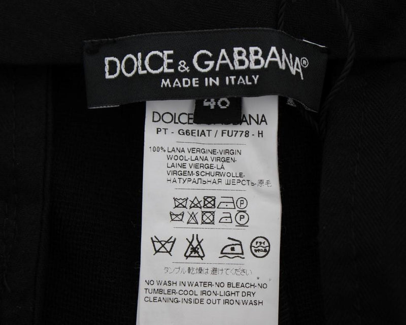 Black Wool Slim Fit Casual Pants