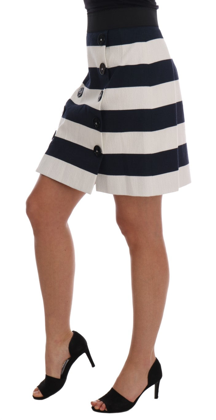 Blue White Pencil Cotton Stretch Skirt