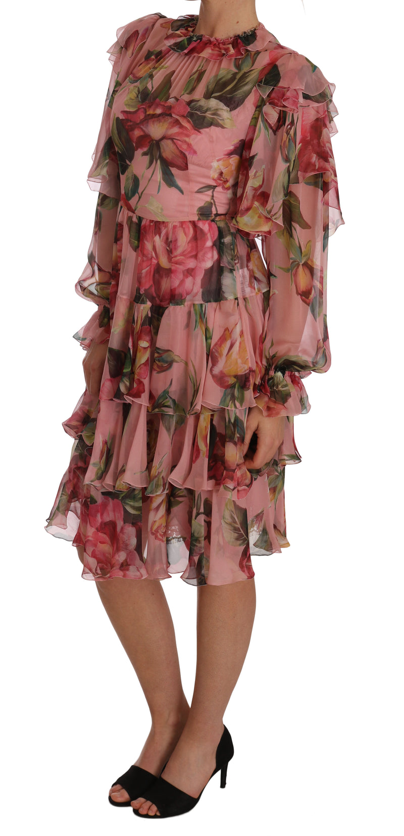 Pink Floral Roses A-Line Shift Gown