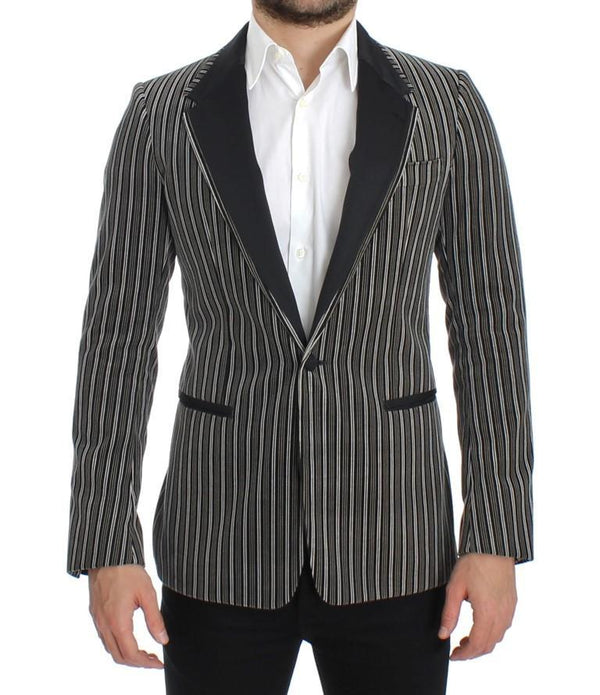 Gray striped slim fit blazer