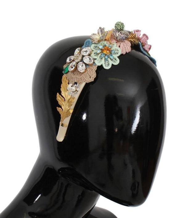 Multicolor Floral Crystal Gold Headband