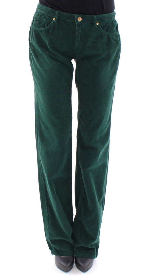 Green Cotton Corduroys Regular Fit Jeans