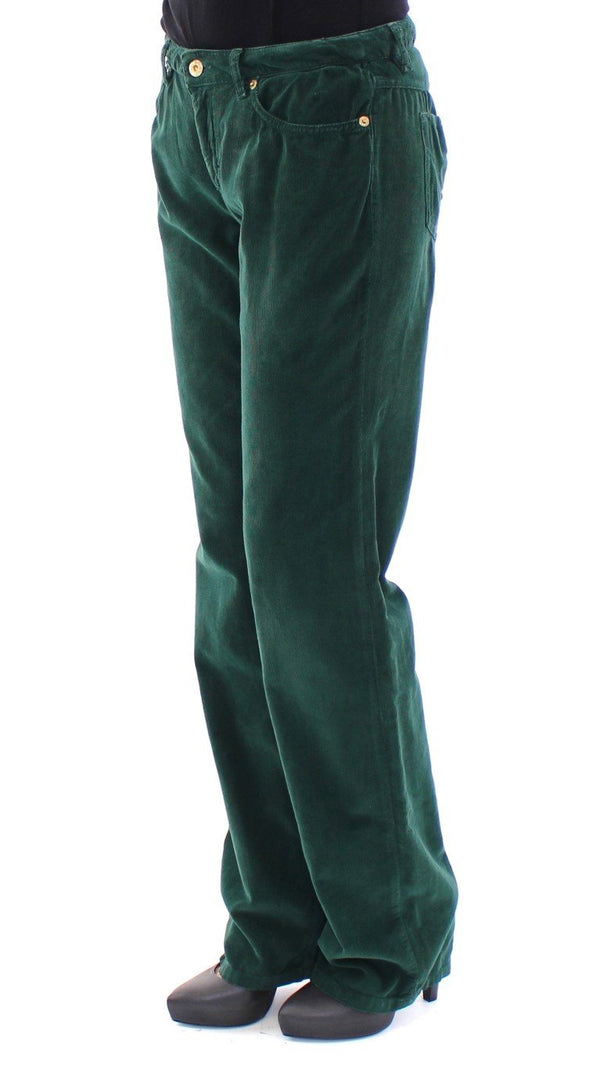 Green Cotton Corduroys Regular Fit Jeans