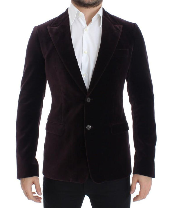 Purple velvet slim fit blazer