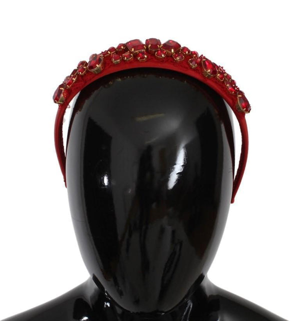 Red Crystal Silk Brass Tiara Headband