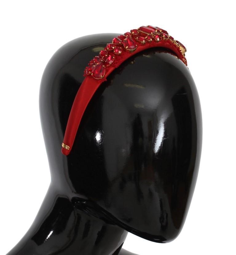Red Crystal Silk Brass Tiara Headband