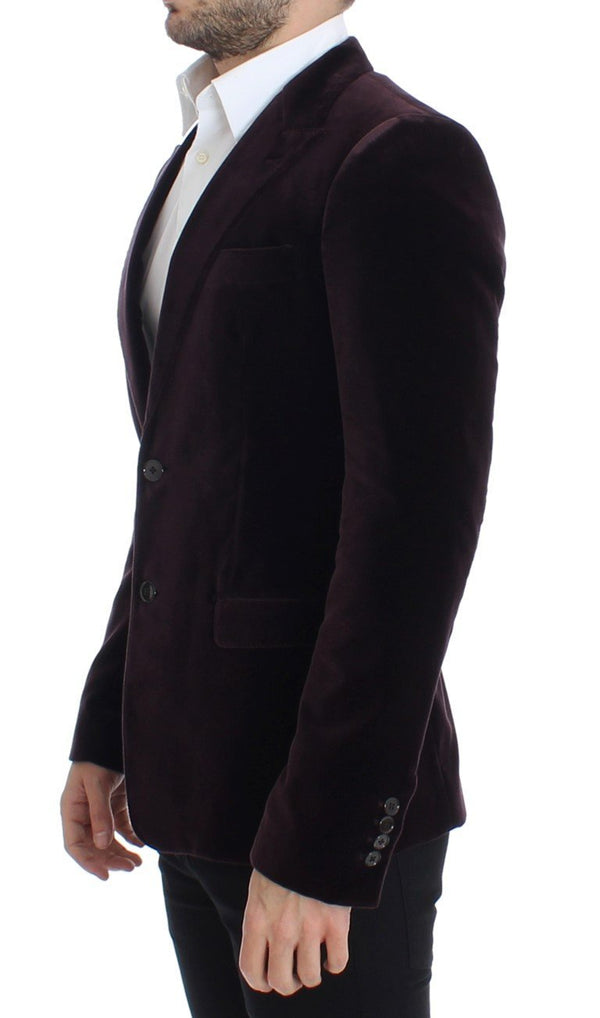Purple velvet slim fit blazer
